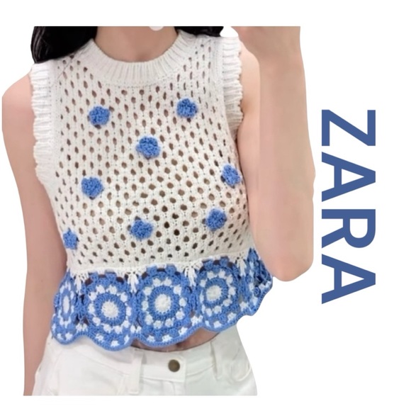 Zara Tops - ZARA Blogger’s Favorite Floral Crochet Knit Top, Size S.